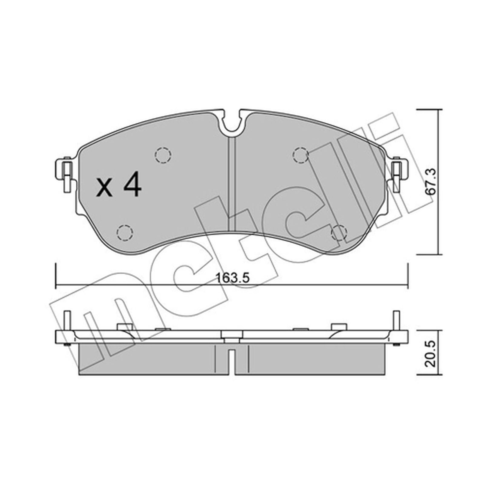 1x ORIGINAL® Metelli Bremsbelagsatz, Scheibenbremse Vorne, Hinten für VW