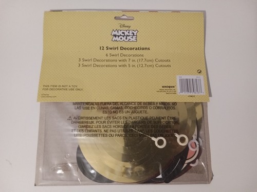 Free Shipping New Disney Mickey Mouse 12 Swirl Decorations Party - Picture 2 of 3