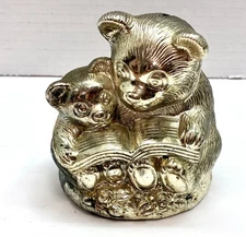 Silver-Plated Teddy Bear Bank ~ Japan Pre-Owned 1960’s Vintage Damage REAd