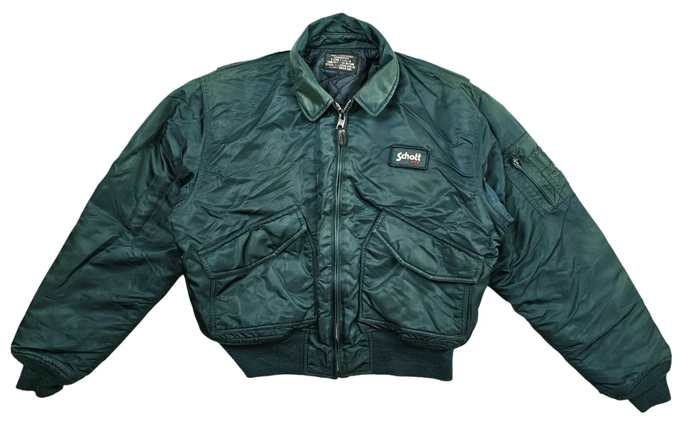HOT VTG Men's SCHOTT FLYER'S CWU-R BOMBER MILITARY FLIGHT 4P LINED TEAL Jacket L - Image 3 of 4