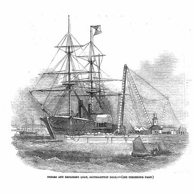 SOUTHAMPTON Sheers and Repairing Quay - Antique Print 1854
