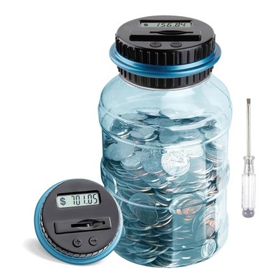 Durable Coin Counting Money Jar - 1.8L Capacity, Perfect Gift for Kids & Adults