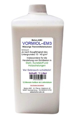 Trennmittel für Metall und Kunststoffschalungen -Vormiol-Sichtbeton, Gips (1 L)