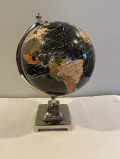 Black Globe with Metal Base Decorative Medium Size Perfect For Table