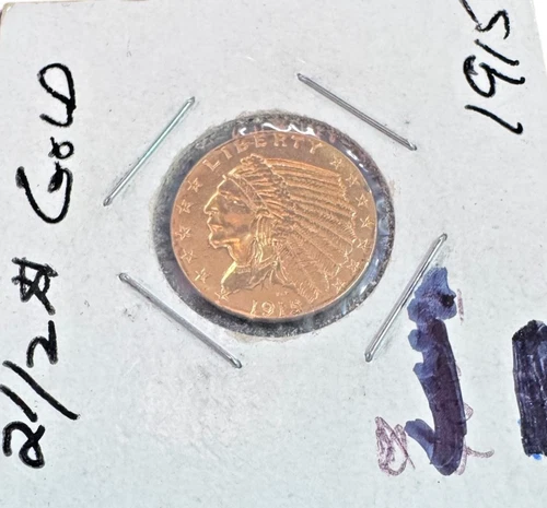 1915 U.S. $2.50 Indian Head Gold Coin – Quarter Eagle – .900 Fine – 2½ Dollars