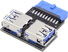 Dual USB 3.0 A Type Female to Motherboard 20/19 Pin Box Header Slot Adapter 5Gbp