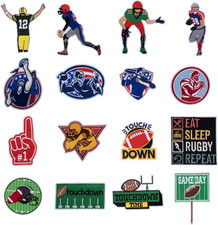 16 Pcs Football Iron on Patches Sew on Embroidered Applique Patch for Clothes Ba