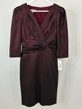 TERI JON NWT Sheath Midi Dress SZ 6 Merlot Women's Formal Cocktail Classic 