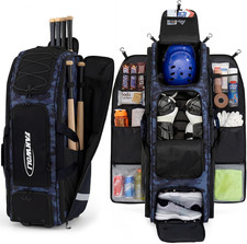 100L Rolling Catchers Gear Bag for Baseball Softball, Tactical Strike Edition, F