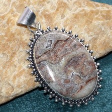 925 Silver Plated Exclusive Mexican Laguna Lace Pendant Handmade 2.1" GW