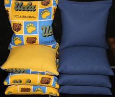 8 CORNHOLE BEANBAGS made w UCLA BRUINS Fabric ACA Reg Bags, Top QUALITY