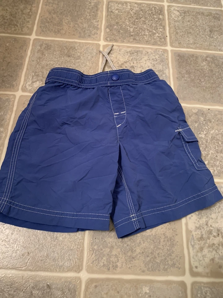 Shorts de natação Lands' End infantil masculino com forro curto anexado tamanho 2T azul - Imagem 2 de 4
