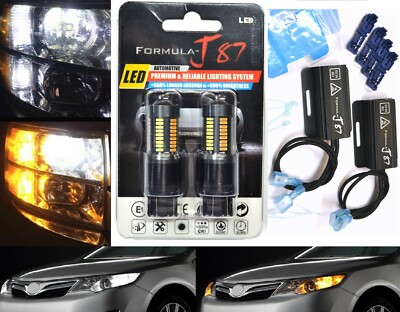 LED Switchback Light 4014 White Amber 7444 Bulbs Resistors Front Signal Upgrade
