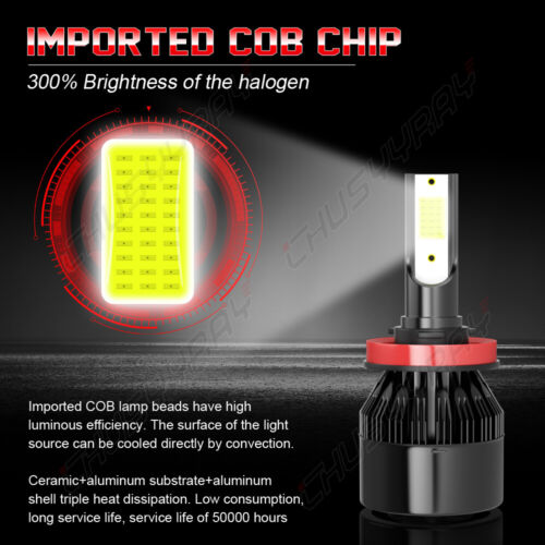 H11 H9 LED Headlight Super Bright Bulbs Kit 8000K White 330000LM High/Low Beam - Picture 6 of 10