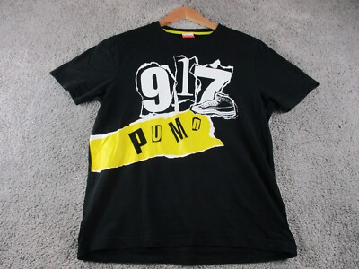 Puma 917 T Shirt Tee Medium Round Neck Cotton ShortSleeve Athleisure Adult Black