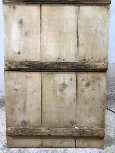 30"X 67 7/8" Very Old Internal Stripped Pine 3 Plank Ledge Door Reclamation - Picture 9 of 12