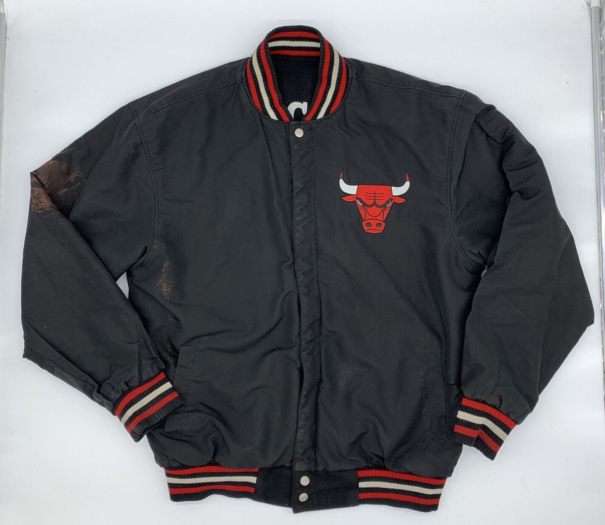 Chicago Bulls Reversible Embroidered Wool Letterman Jacket Jeff  