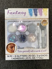 Fantasy Glitter Tattoo Kit BodyArt 14 Pcs (6 Glitters + Accessories)1 ADHESIVE
