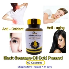 Natural Black Sesames Oil cold pressed Anti-aging Antioxidant 60 Caps
