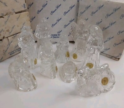 Vintage Princess House Lead Crystal Nativity Set 9 Pieces with Boxes & Stickers