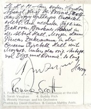Original Jazz Musiker Autogramme Dizzy Gillespie , Ronny Scott...auf Postkarte