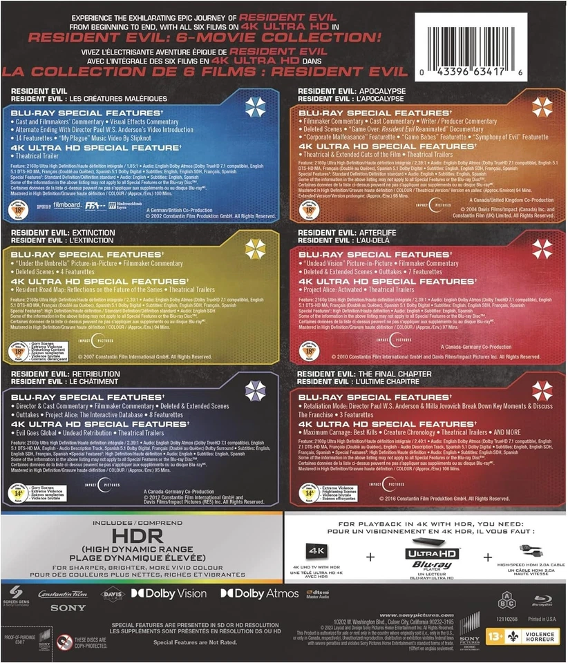 Resident Evil Ultra HD Collection (12 Discs) - 4K UHD Limited Steelbook Blu-ray - Image 2 of 3
