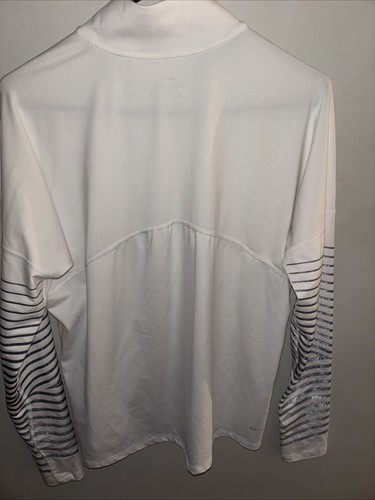 Nike Women's Size Medium White Running Dri-Fit 1/4 Zip Striped Long Sleeve Top - 第 4/5 張圖片