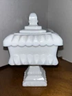 Vintage Westmorland Milk Glass  Wedding Bowl Square Candy Dish with Lid - READ