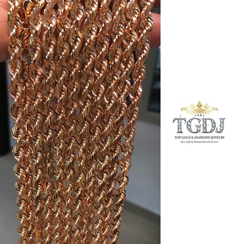 Real 10K Rose Gold 7mm Diamond Cut Rope 
