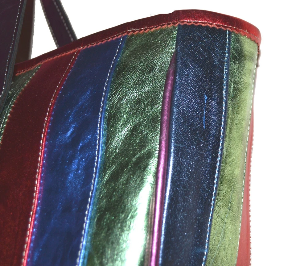 Laurence Heller Multicolor Fancywork Women's Lether Zipper Hand Bag  - Image 4 of 4