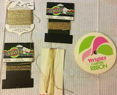 Decorative Metallic Gold  Yarn, Ribbon Art &Craft / Egg Decoration -5 items