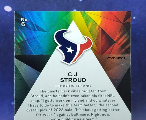 2023 Panini Prizm CJ Stroud Rookie SP Verde Ice Prizm Prizmatic Calcio Texans - Foto 8 di 14