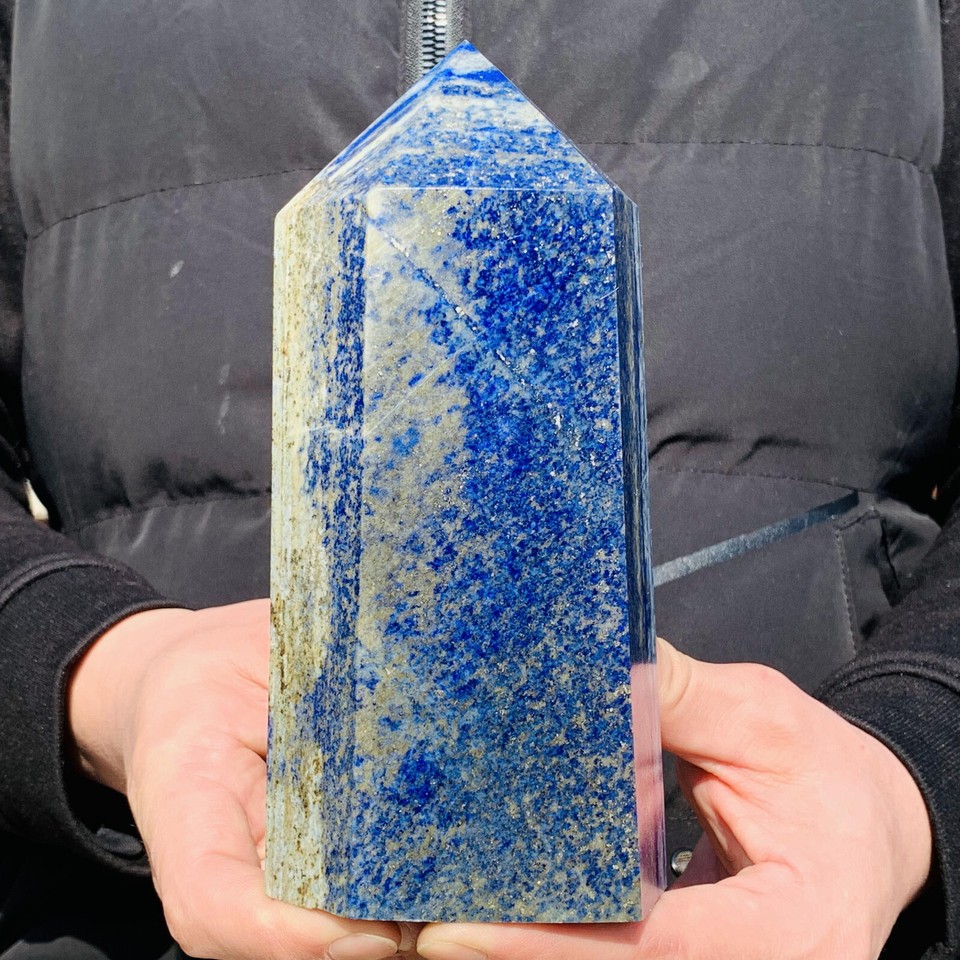 3.58LB Natural lapis lazuli Quartz Crystal Obelisk Wand Point Healing