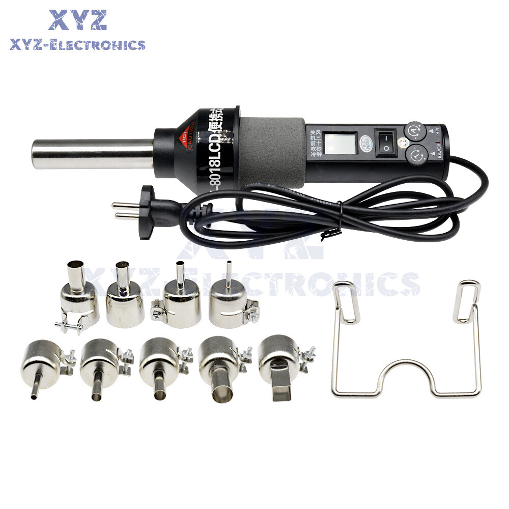 450W 220V LCD Electrónica Pistola de Calor de Aire Caliente Estación de Soldadura Enchufe UE + 4/9 Boquillas