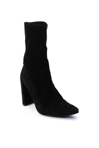 Stuart Weitzman Womens Slip On Block Heel Pointed Toe Booties Black Suede Size 9 - Picture 1 of 7