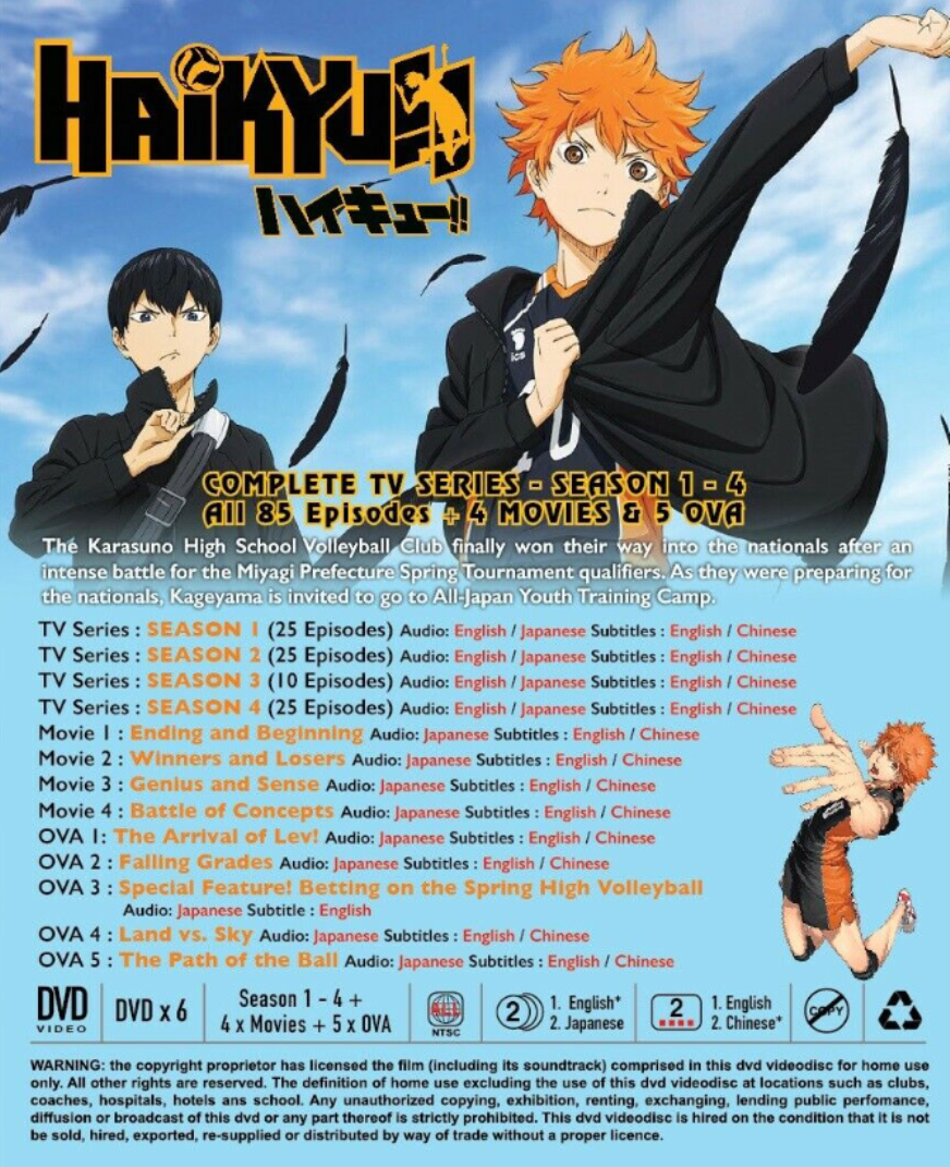 DVD Haikyu!! Season 1-4 Vol.1-85 End (English Dub) + 4 Movies + 5 OVA DHL  SHIP