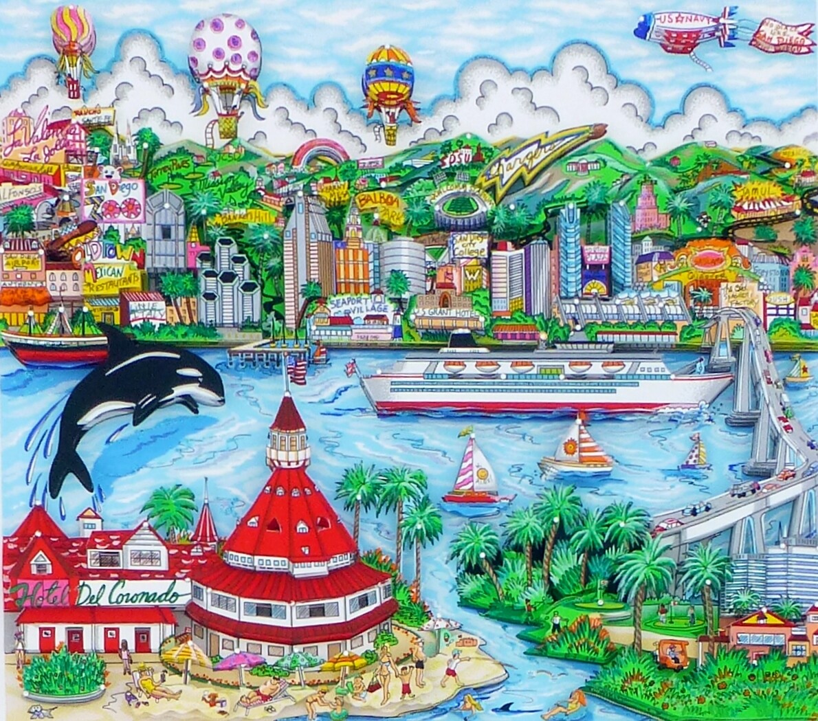 CHARLES FAZZINO SUN DAY IN SAN DIEGO 3D CONST. SERIGRAPH