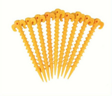 10x Camping Tent Awning Spiral screw-in 20cm Ground anchor pegs yellow
