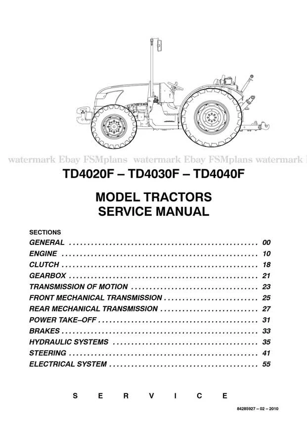 New Holland TD4020F TD4030F TD4040F Tractor Workshop Repair Service Manual - Image 2 of 4