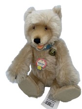 STEIFF 11" Blond Mohair Jointed Bear, Teddy Baby 407833, Button