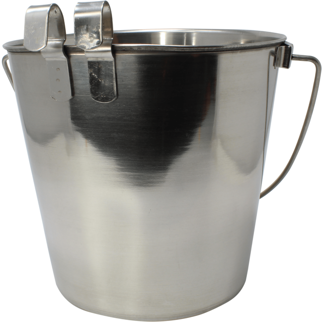 800108 Stainless Steel 4 Quart Flat Sided Food Water Bucket Pail Dog