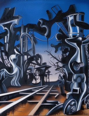 ''Night Train Insomnia'' Dr. Shrinker, Art Poster Giclee Print 17 x 22