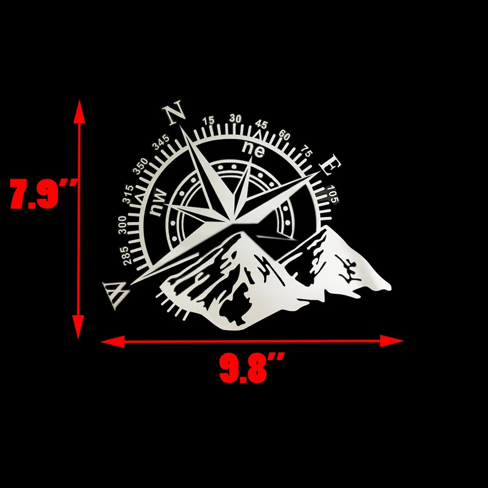 Calcomanía adhesiva blanca de 7,9""x9,8"" con brújula navegación gráfica ventana trasera lateral del coche Foto 2 de 4