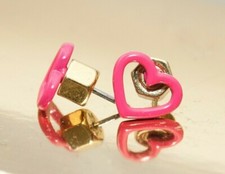 NEW MARC by MARC JACOBS WOMEN'S Small Heart Stud EARRINGS NEON PINK 88