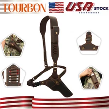 Leather .38/9mm Handgun Chest Holster Pistol Carry Shoulder Strap Gun Ammo Sling