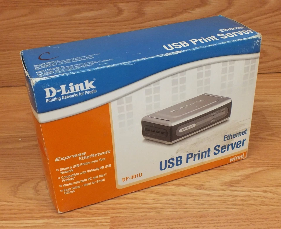 D-Link (DP-301U) Wired 10/100 Fast Ethernet USB Print Server w/ Power Supply  - Image 2 of 4