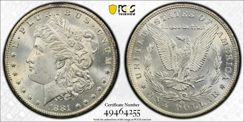 1881 CC Morgan Silver Dollar $1 PCGS MS 64