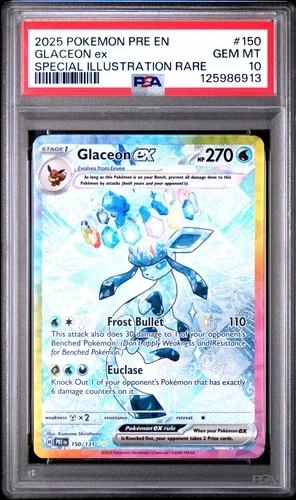 2025 POKEMON PRE EN-PRISMATIC EVOLUTIONS #150 GLACEON EX PSA 10