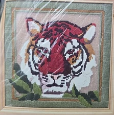 Creative Circle Embroidery Stitch Kit 1525 Jungle Cat Tiger Persian Wool Yarn