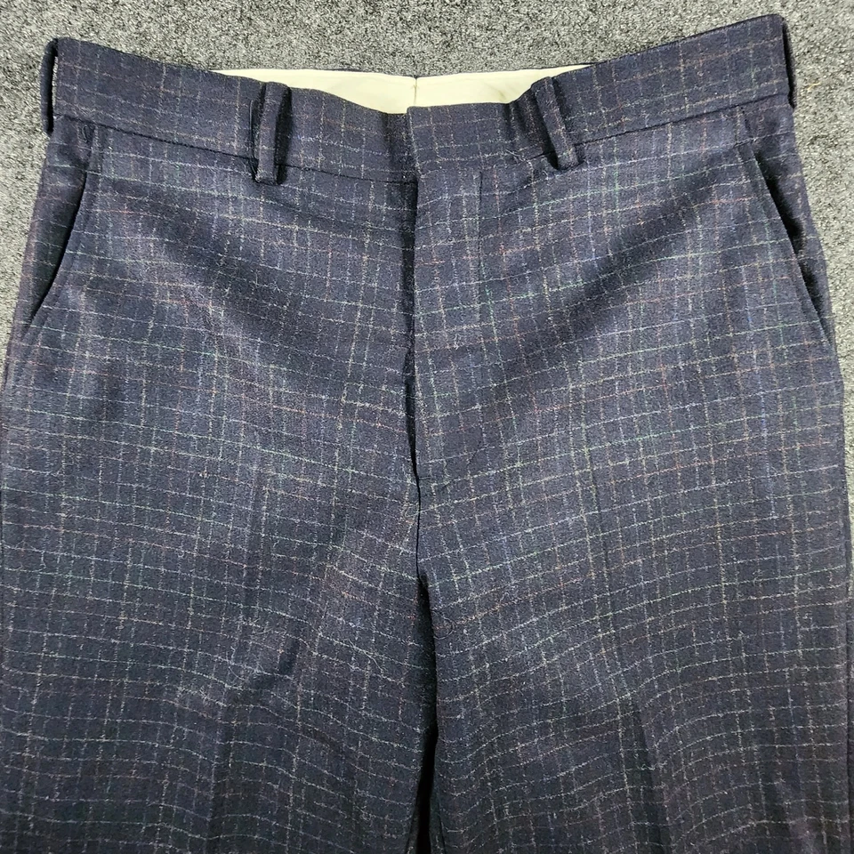Pantalones Brooks Brothers Prown Make para hombre talla 33x31 azul marino a rayas pantalones de lana EE. UU. Foto 2 de 4